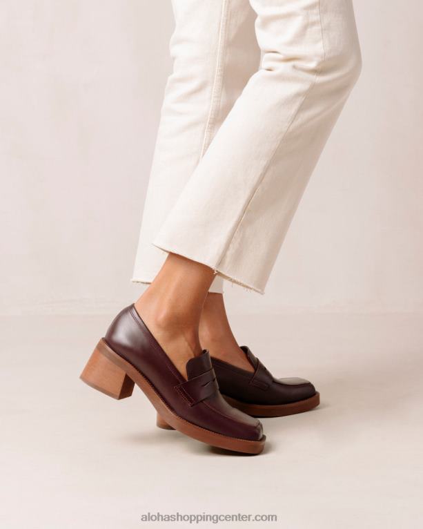 roxanne - rdeči usnjeni loaferji ženske Alohas 0D4R86