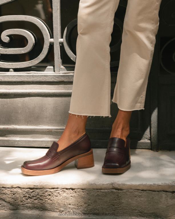 roxanne - rdeči usnjeni loaferji ženske Alohas 0D4R86