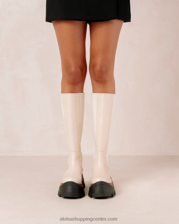 roxie nutty - beli usnjeni škornji ženske Alohas 0D4R8552