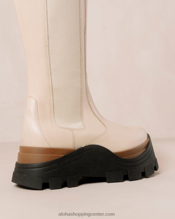 roxie nutty - beli usnjeni škornji ženske Alohas 0D4R8552