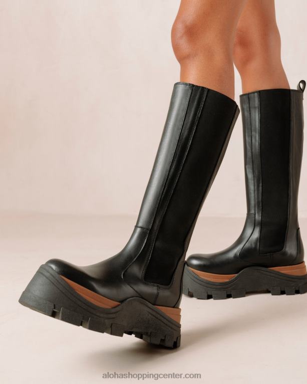 roxie nutty - črni usnjeni škornji ženske Alohas 0D4R8553