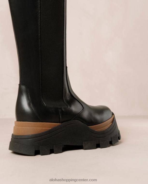 roxie nutty - črni usnjeni škornji ženske Alohas 0D4R8553