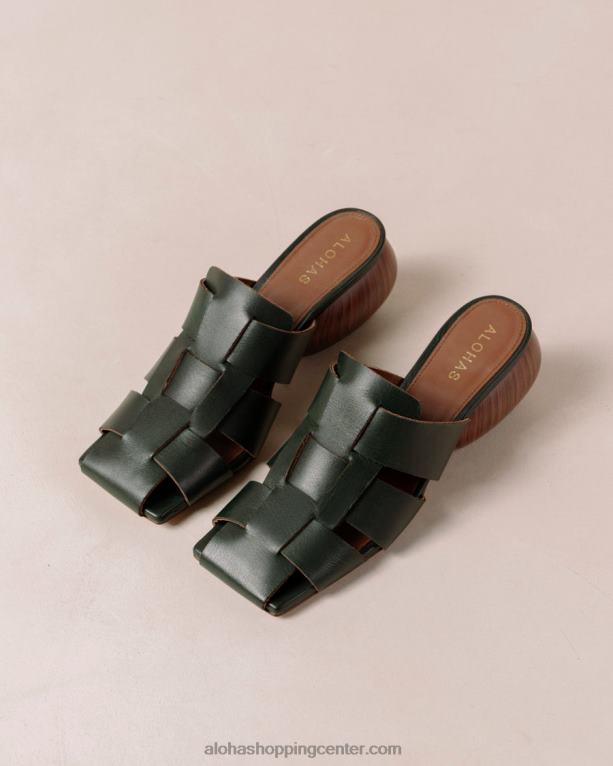 rubinasto zelene tkane usnjene mule ženske Alohas 0D4R8382