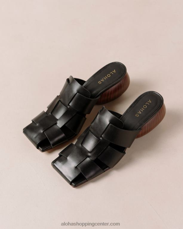 ruby - črne tkane usnjene mule ženske Alohas 0D4R8380