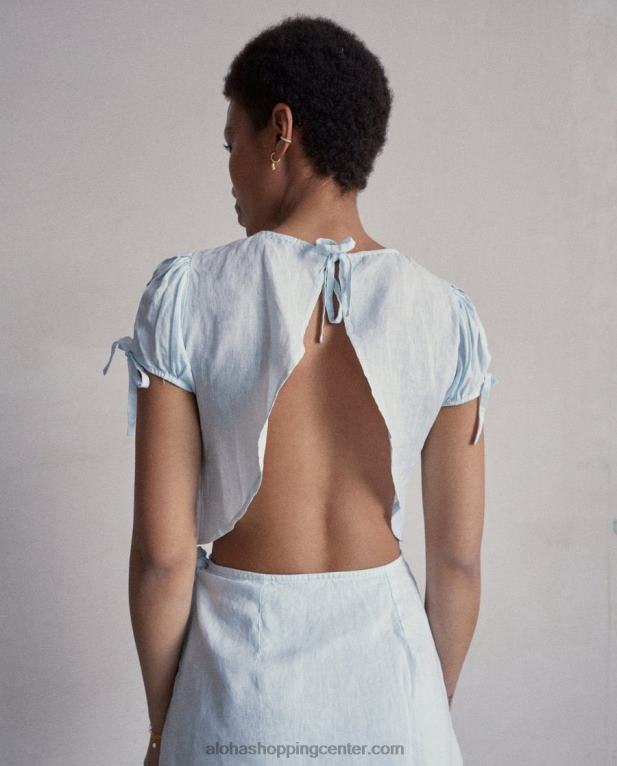 sanjska dežela - modra lanena majica ženske Alohas 0D4R8950