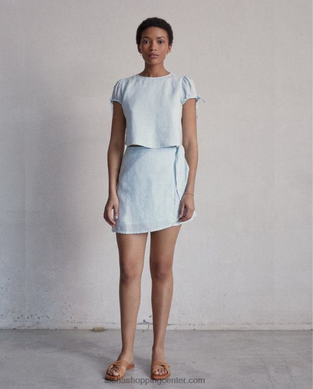 sanjska dežela - modra lanena majica ženske Alohas 0D4R8950