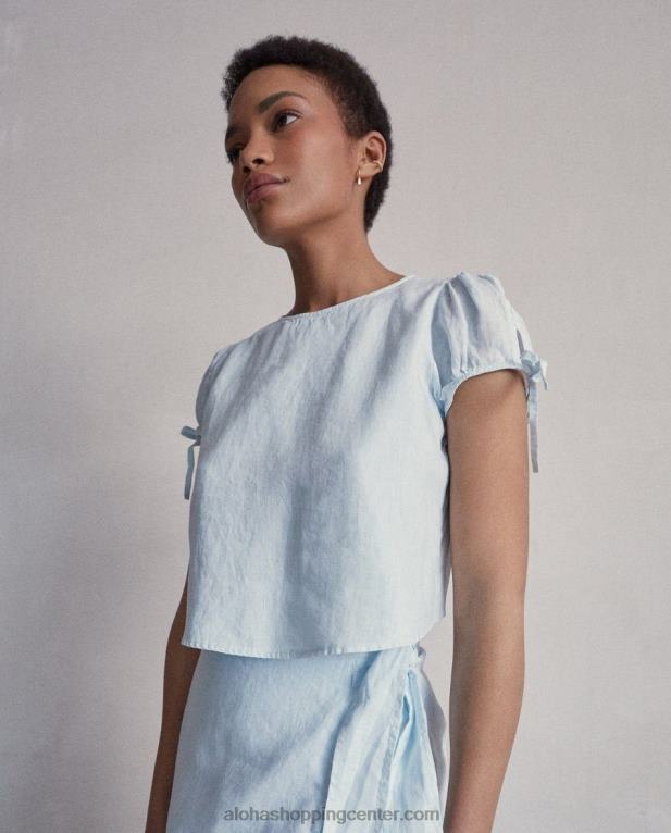 sanjska dežela - modra lanena majica ženske Alohas 0D4R8950