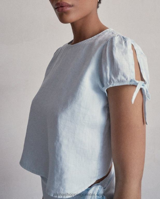 sanjska dežela - modra lanena majica ženske Alohas 0D4R8950