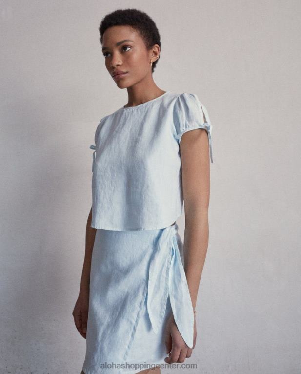 sanjska dežela - modra lanena majica ženske Alohas 0D4R8950