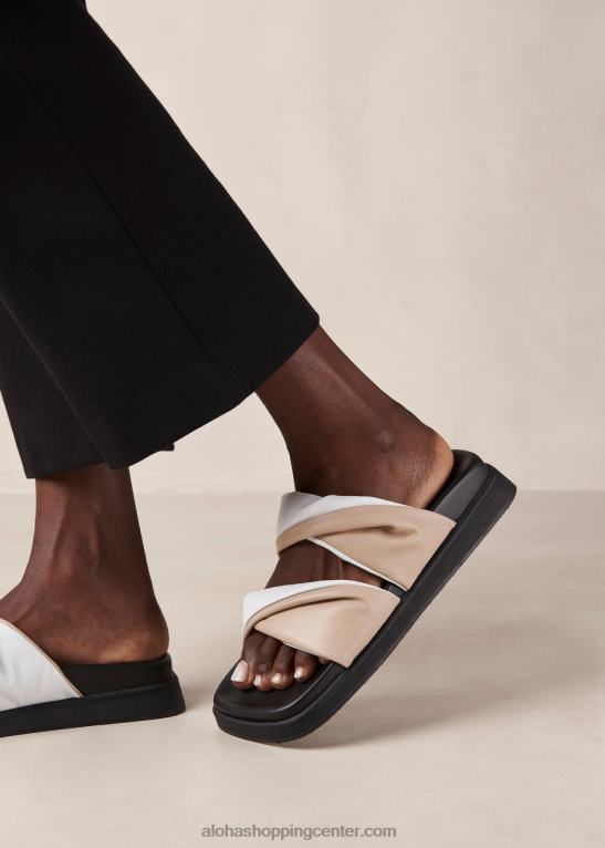 shaka bicolor - bele in bež usnjene sandale ženske Alohas 0D4R8509