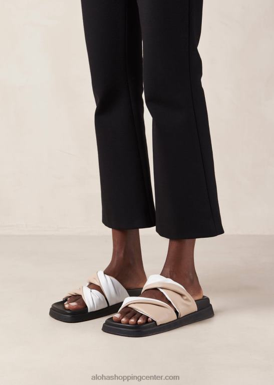 shaka bicolor - bele in bež usnjene sandale ženske Alohas 0D4R8509