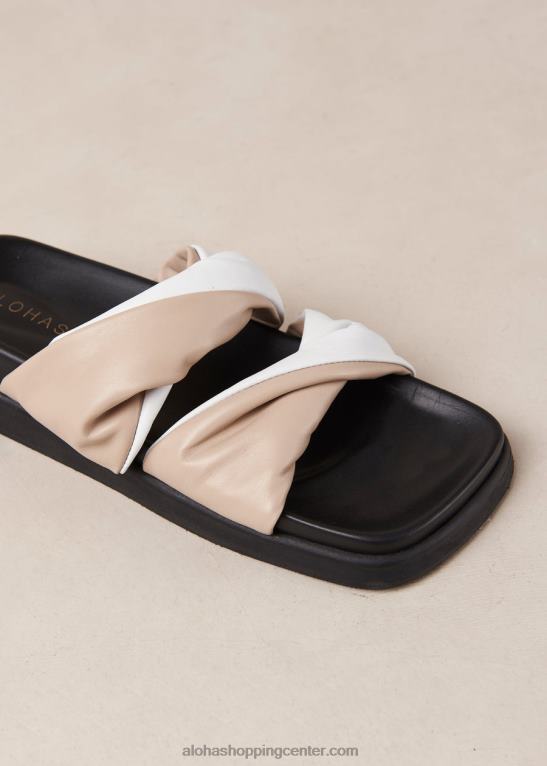 shaka bicolor - bele in bež usnjene sandale ženske Alohas 0D4R8509