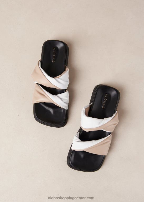 shaka bicolor - bele in bež usnjene sandale ženske Alohas 0D4R8509