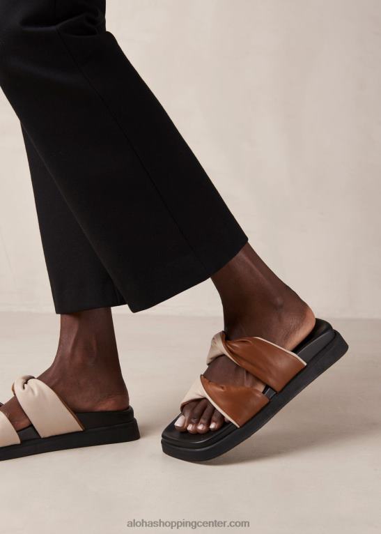 shaka bicolor - bele in rjave usnjene sandale ženske Alohas 0D4R8510