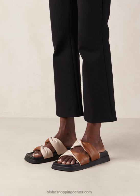 shaka bicolor - bele in rjave usnjene sandale ženske Alohas 0D4R8510