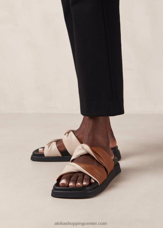 shaka bicolor - bele in rjave usnjene sandale ženske Alohas 0D4R8510