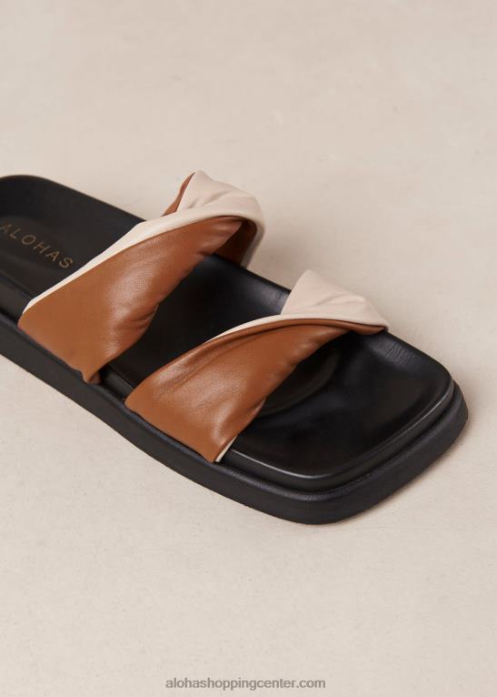 shaka bicolor - bele in rjave usnjene sandale ženske Alohas 0D4R8510