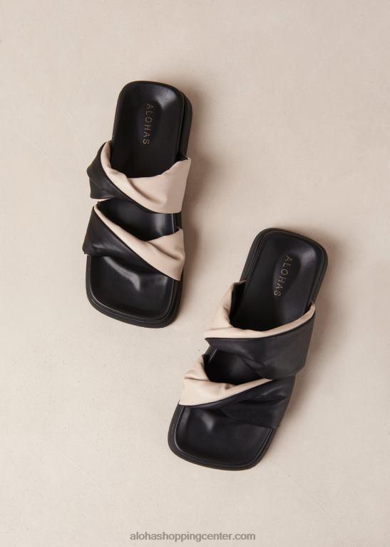 shaka bicolor - črno-beli usnjeni sandali ženske Alohas 0D4R8508