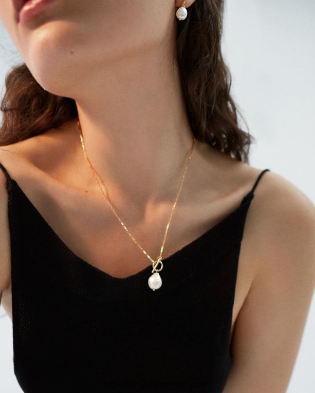 solza - biserna in zlata ogrlica ženske Alohas 0D4R81029