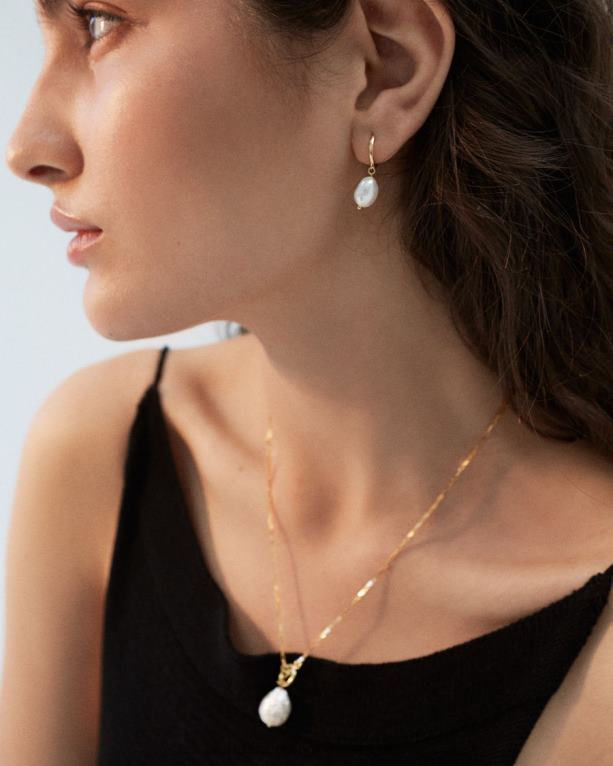 solza - biserna in zlata ogrlica ženske Alohas 0D4R81029