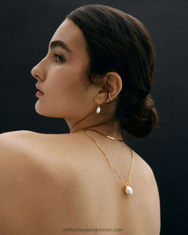 solza - biserni in zlati uhani ženske Alohas 0D4R81077