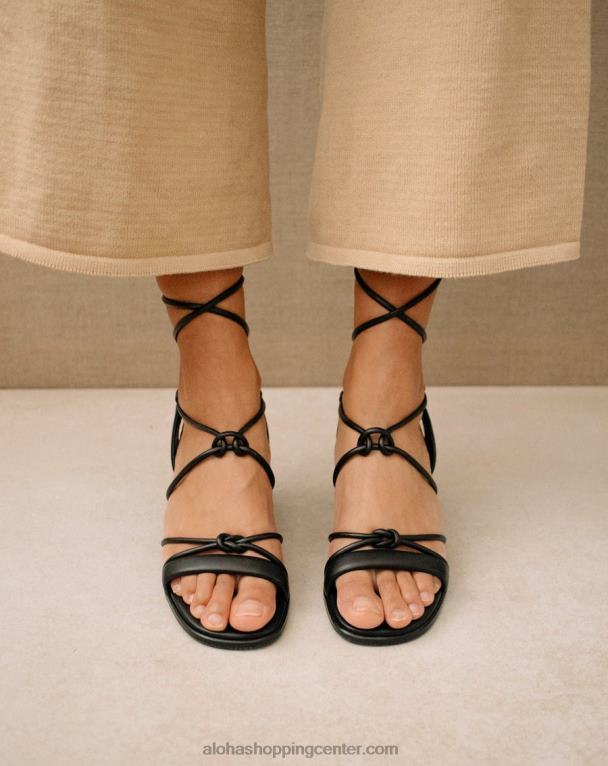 sophie - črni veganski usnjeni sandali ženske Alohas 0D4R8179