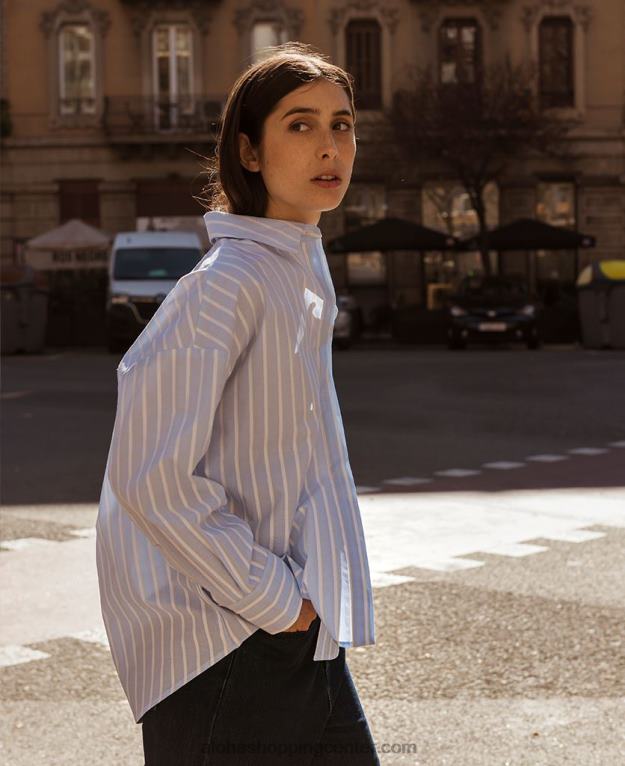 stripped - bombažna pižama z dolgimi rokavi ženske Alohas 0D4R8754