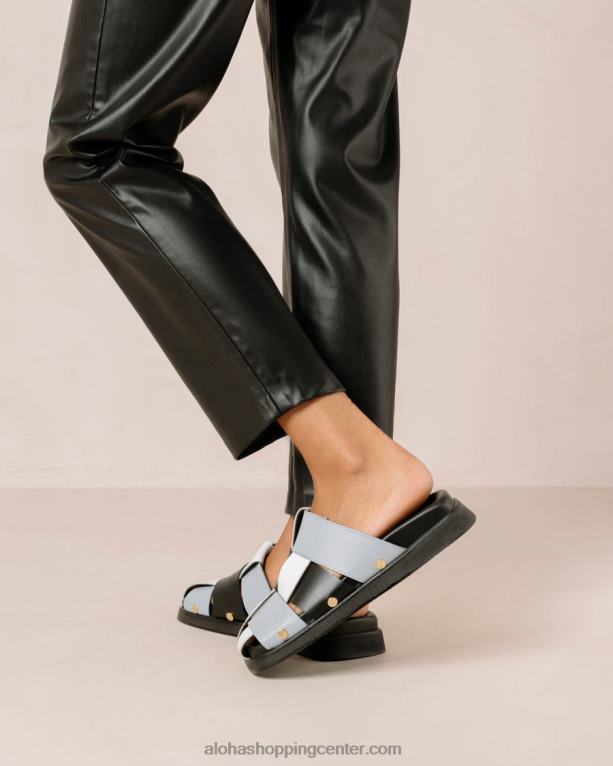 stuart - modre večbarvne usnjene mule ženske Alohas 0D4R8533