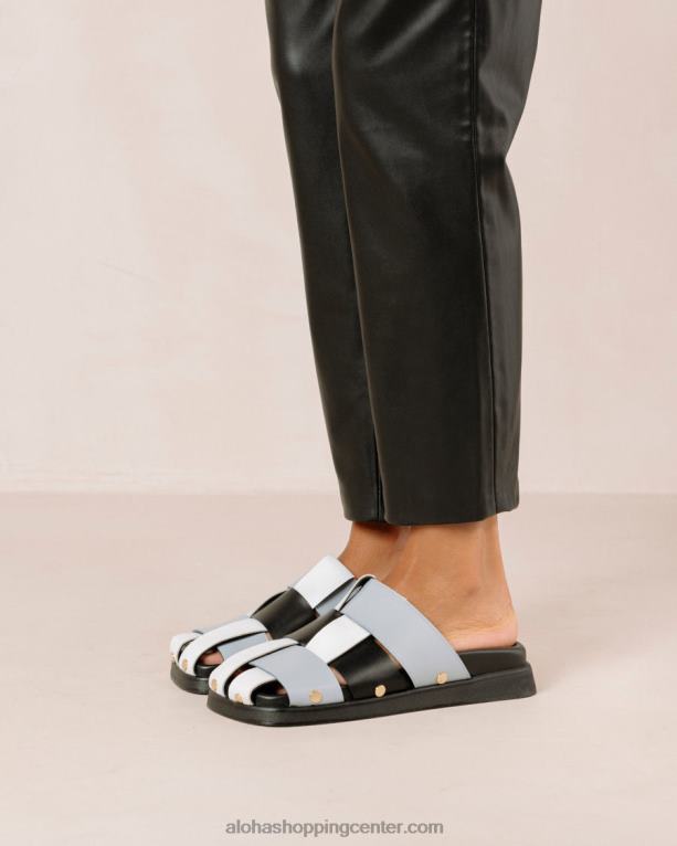 stuart - modre večbarvne usnjene mule ženske Alohas 0D4R8533