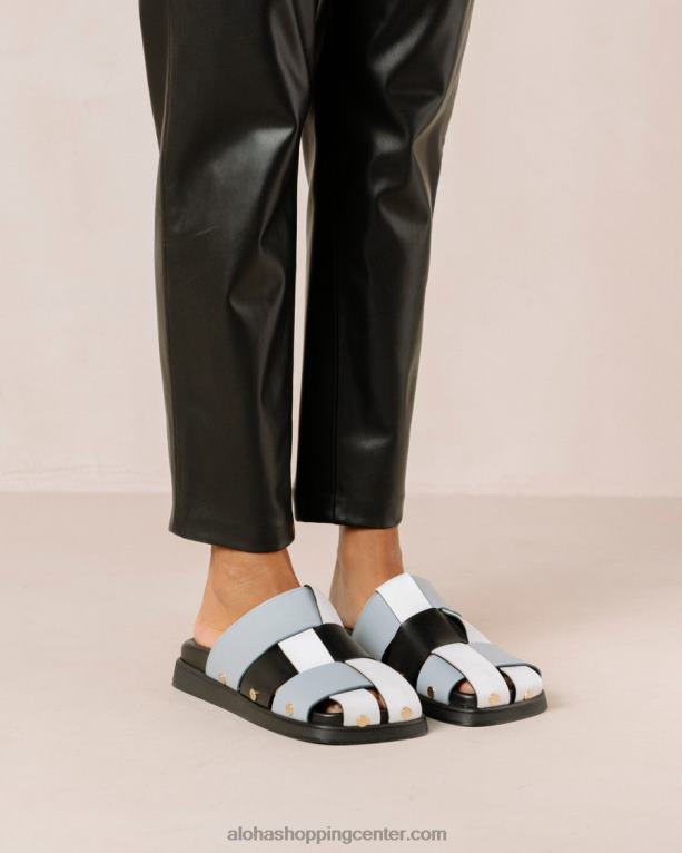 stuart - modre večbarvne usnjene mule ženske Alohas 0D4R8533