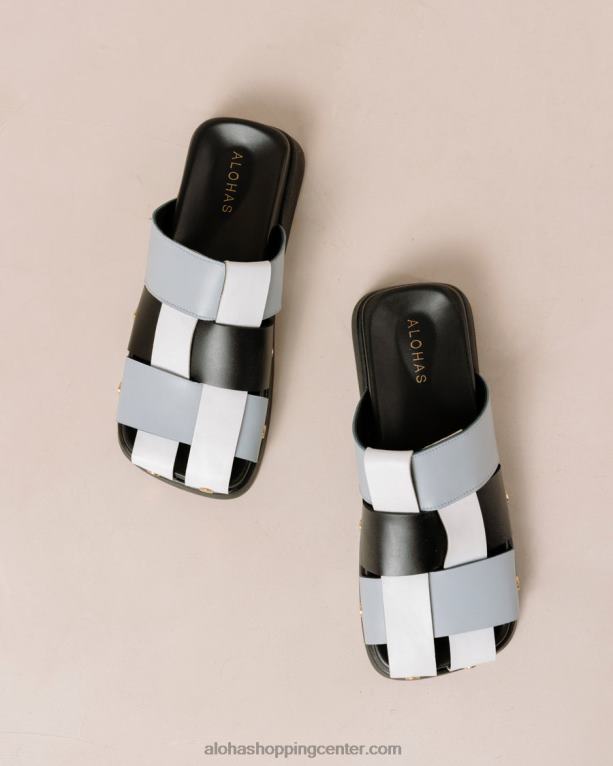 stuart - modre večbarvne usnjene mule ženske Alohas 0D4R8533