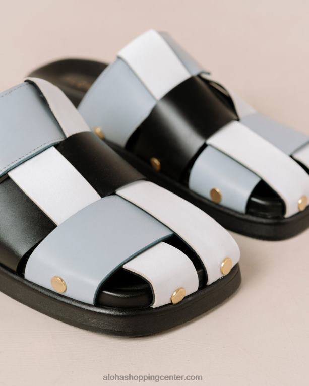 stuart - modre večbarvne usnjene mule ženske Alohas 0D4R8533