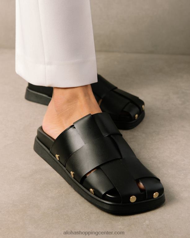 stuart - črne usnjene mule ženske Alohas 0D4R8529