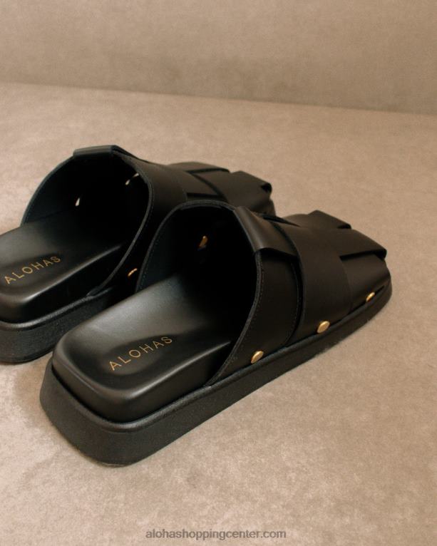 stuart - črne usnjene mule ženske Alohas 0D4R8529