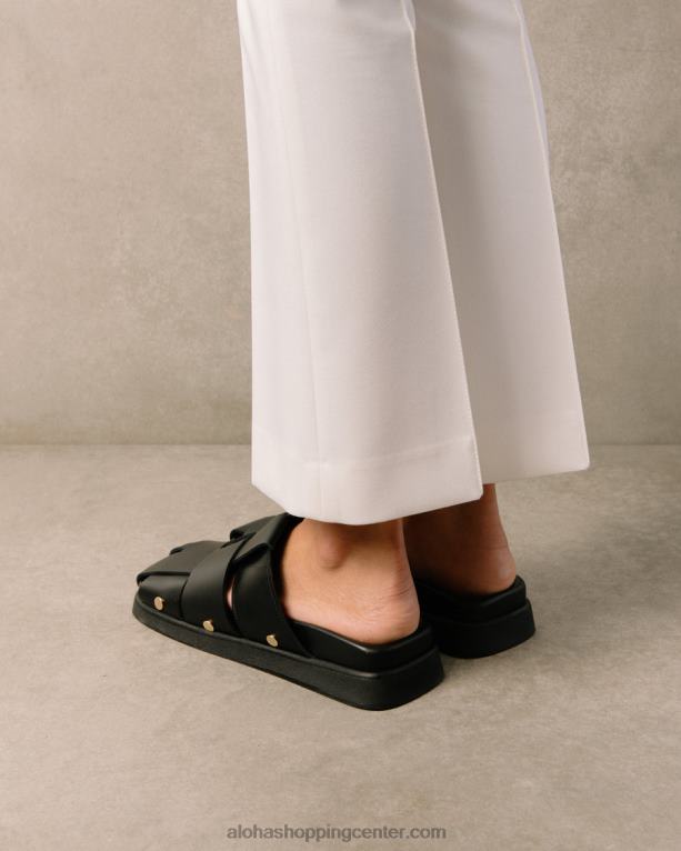 stuart - črne usnjene mule ženske Alohas 0D4R8529