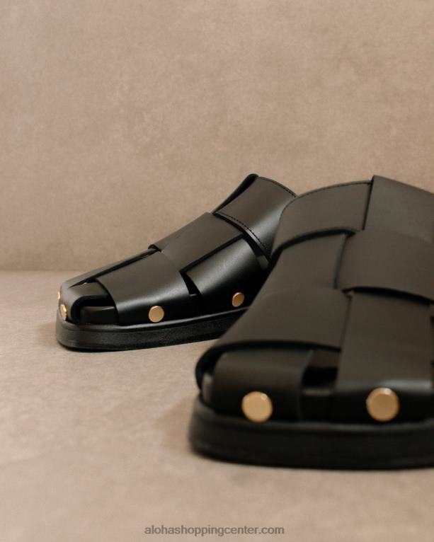 stuart - črne usnjene mule ženske Alohas 0D4R8529