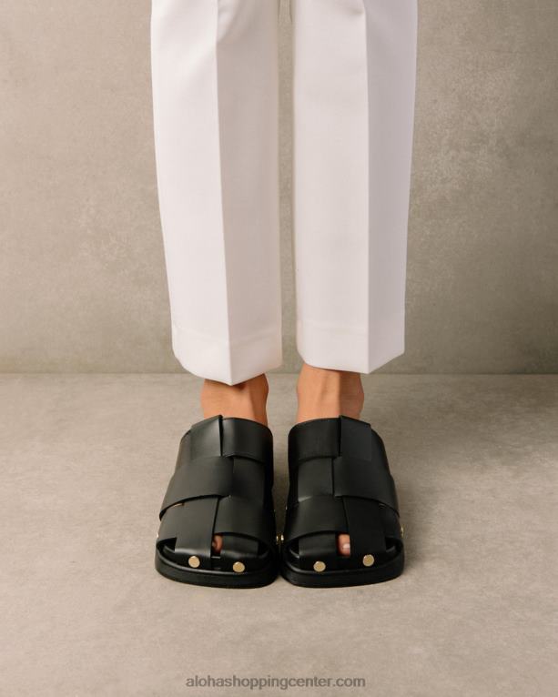 stuart - črne usnjene mule ženske Alohas 0D4R8529