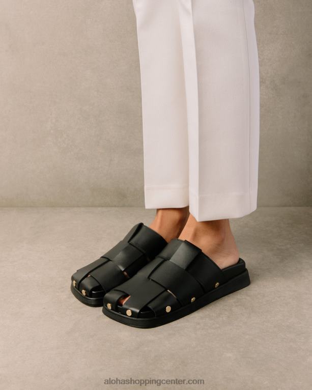 stuart - črne usnjene mule ženske Alohas 0D4R8529