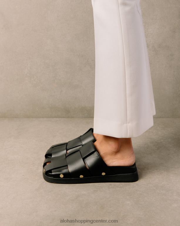 stuart - črne usnjene mule ženske Alohas 0D4R8529