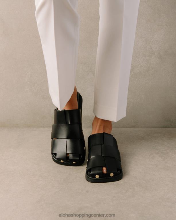 stuart - črne usnjene mule ženske Alohas 0D4R8529