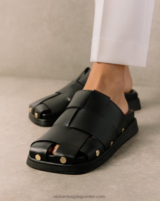 stuart - črne usnjene mule ženske Alohas 0D4R8529