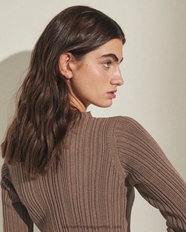 tabloid - rjava majica z dolgimi rokavi ženske Alohas 0D4R8734