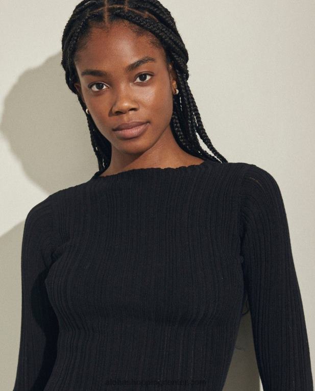 tabloid - črn pleten top ženske Alohas 0D4R8733