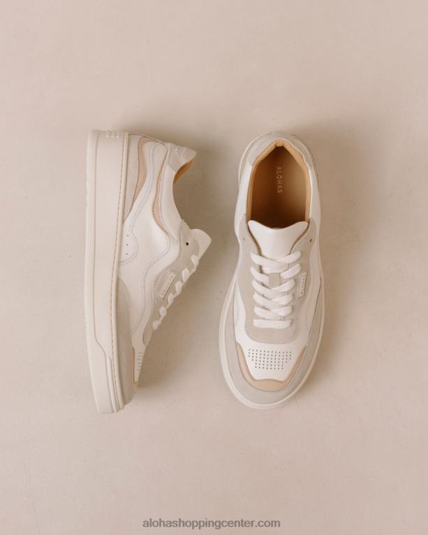 tb87 - bele in bež usnjene superge ženske Alohas 0D4R863