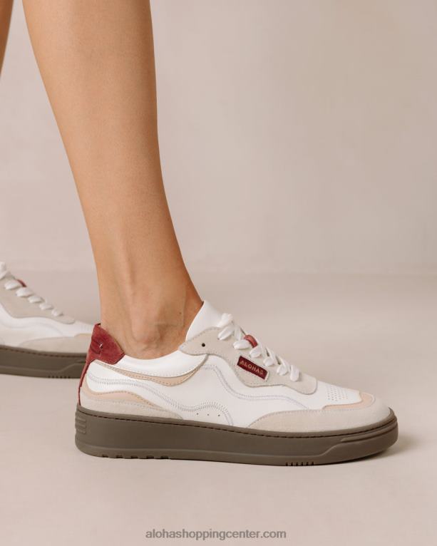 tb87 vintage - bež in rdeče usnjene superge ženske Alohas 0D4R864