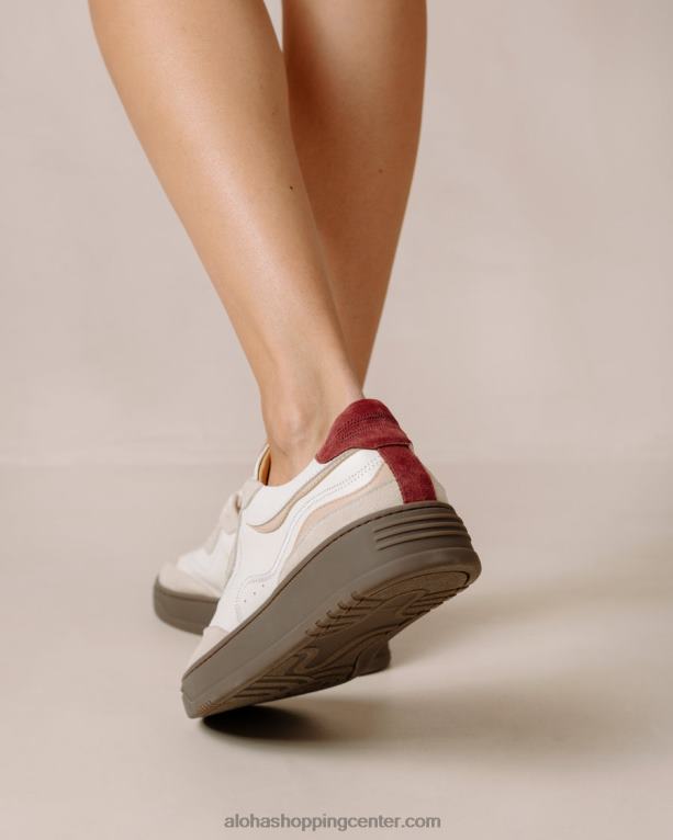 tb87 vintage - bež in rdeče usnjene superge ženske Alohas 0D4R864