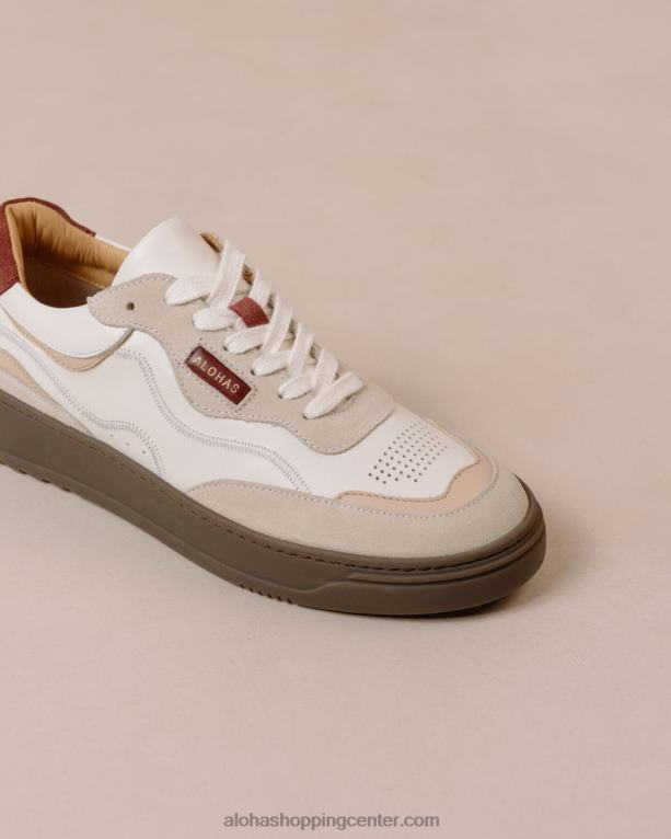 tb87 vintage - bež in rdeče usnjene superge ženske Alohas 0D4R864