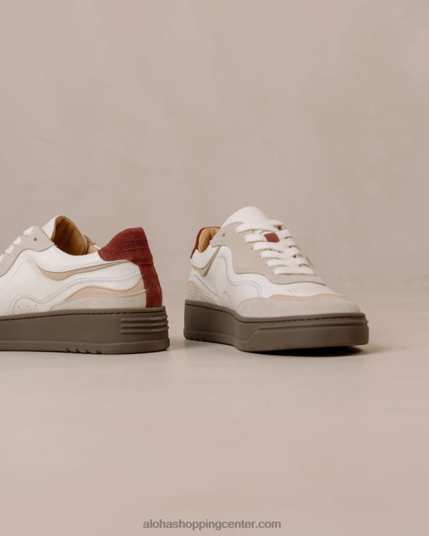 tb87 vintage - bež in rdeče usnjene superge ženske Alohas 0D4R864