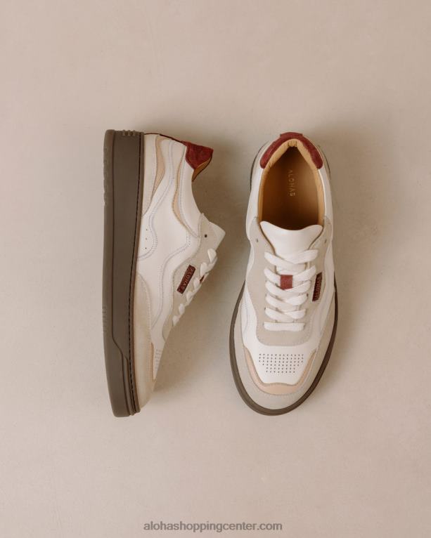 tb87 vintage - bež in rdeče usnjene superge ženske Alohas 0D4R864