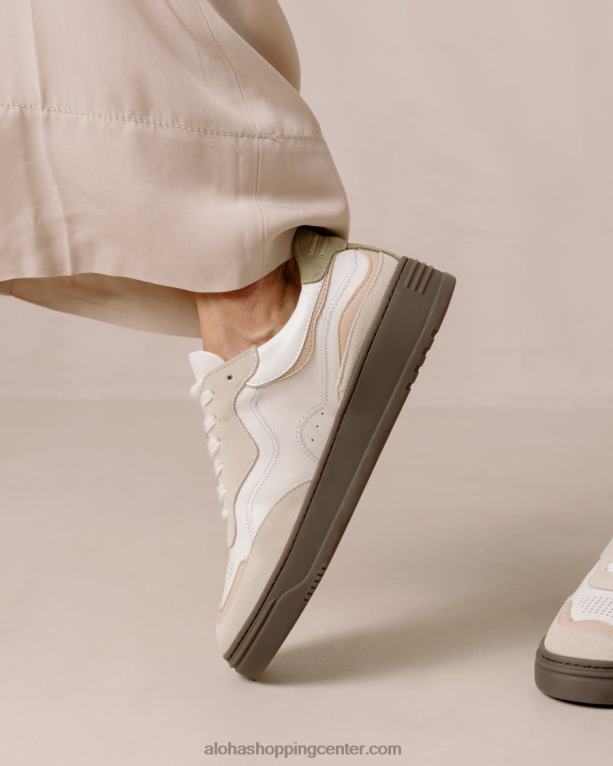 tb87 vintage - bež in zelene usnjene superge ženske Alohas 0D4R865